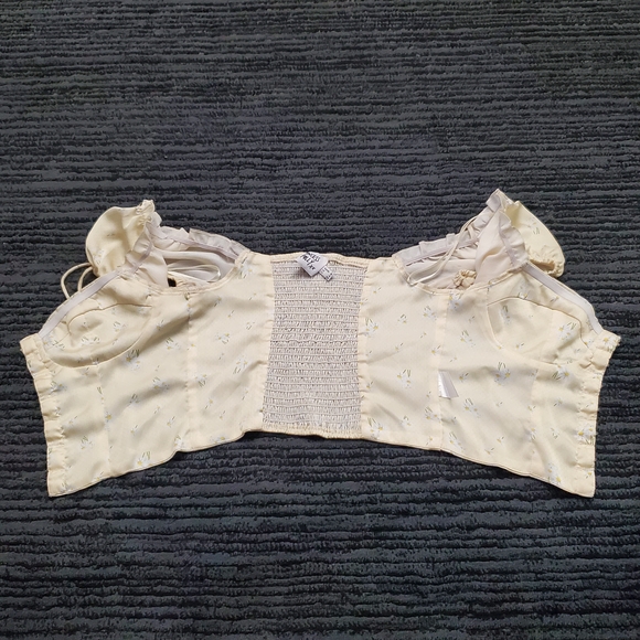 Princess Polly Size 4 Yellow Allyson Floral Print Hook & Eye Corset Crop Top - Picture 2 of 7